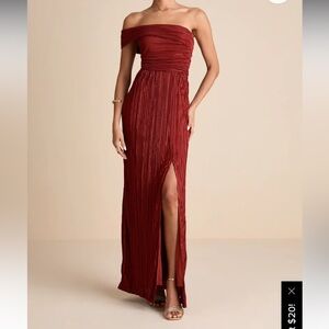 Lulus Rust Red Off-Shoulder Maxi Dress